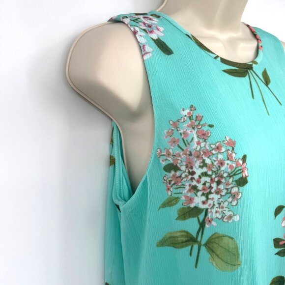 Tommy Hilfiger Womens Size 8 Green Floral Chiffon Dress A Line Sleeveless Lined - Picture 2 of 11
